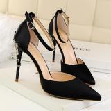 283-2 han edition fashion sexy show thin metal with shallow mouth hollow out pointed high heel shoes fine with satin san